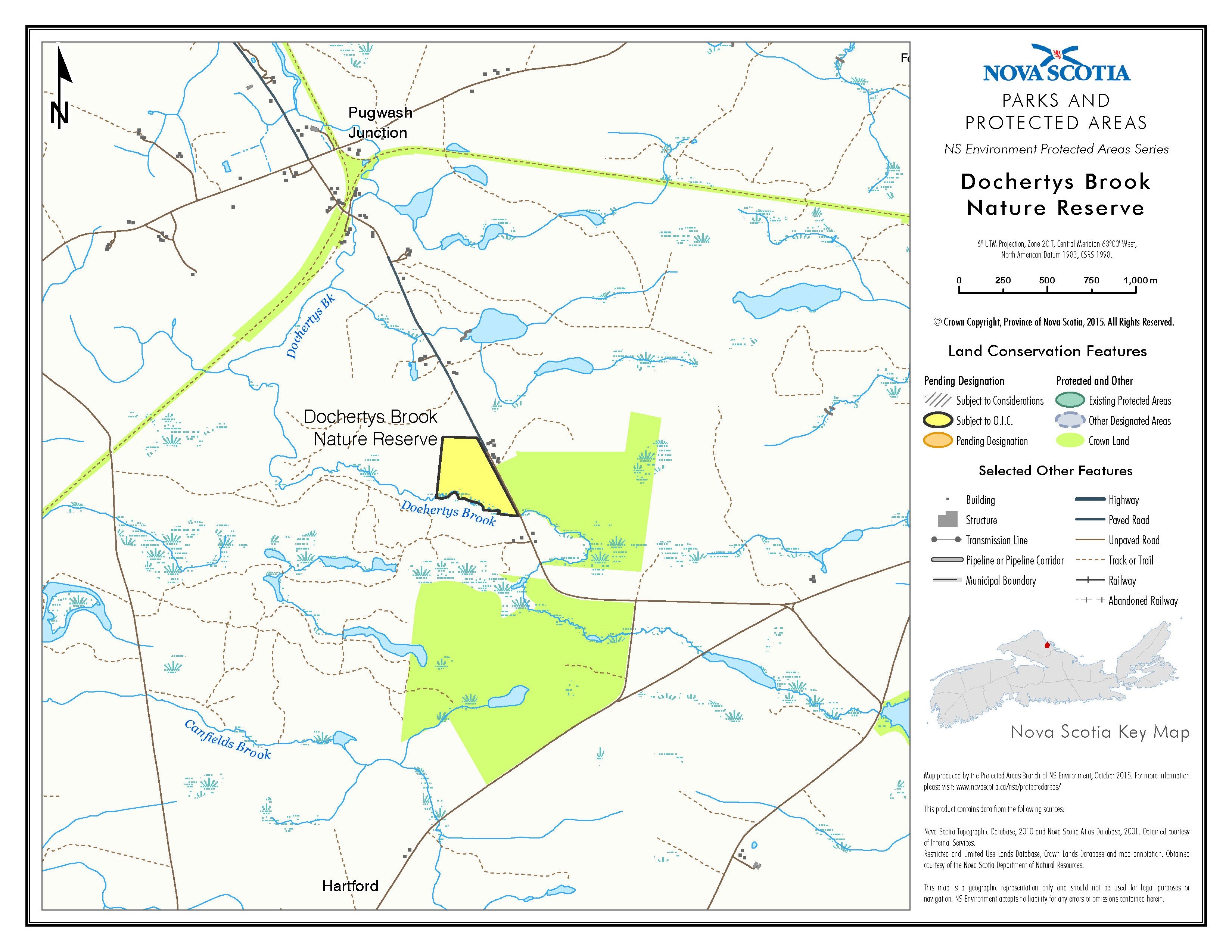 Approximate boundaries of Dochertys Brook Nature Reserve